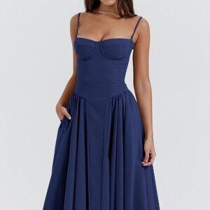 Sweetheart Neck Ruched Midi Dress | New Sleeveless A-Line Formal Dress